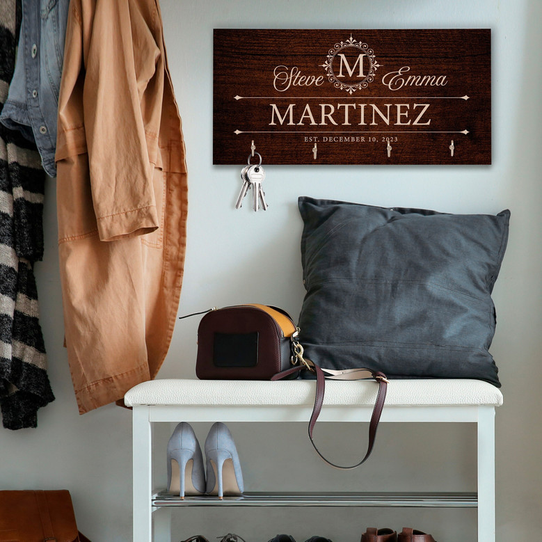 Custom Wooden Key Ring Holder - First Home Gift For Couples, Housewarming Decor Present