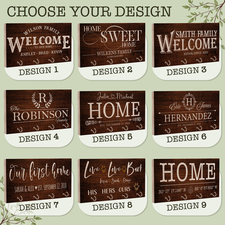 Custom Wooden Key Ring Holder - First Home Gift For Couples, Housewarming Decor Present