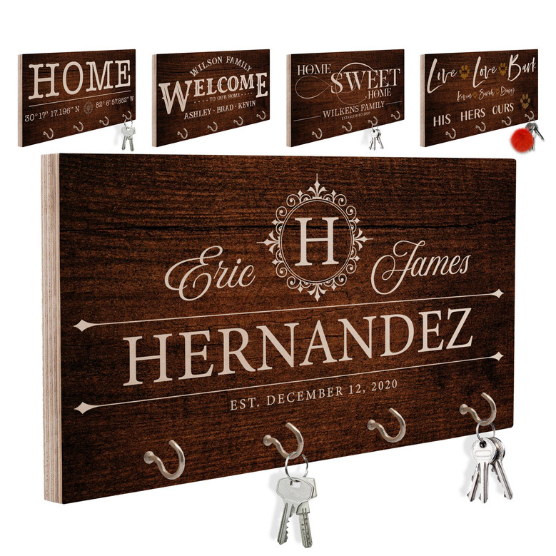 Custom Wooden Key Ring Holder - First Home Gift For Couples, Housewarming Decor Present
