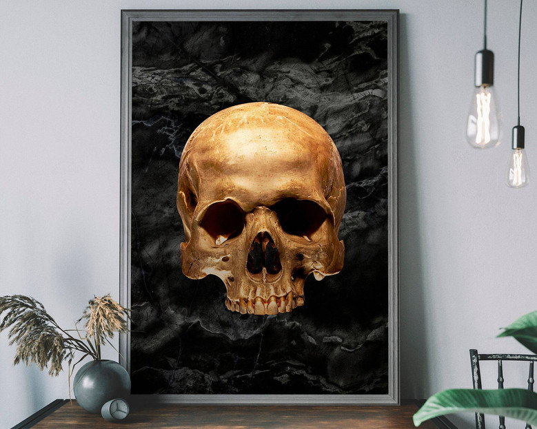 Gothic Skeleton Skull Canvas For Eclectic Boho Decor - Skeleton Wall Art