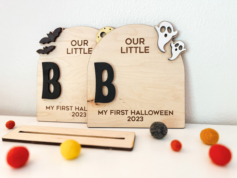 2024 Personalized Baby's First Halloween Ghost Wood Sign For Nursery DéCor