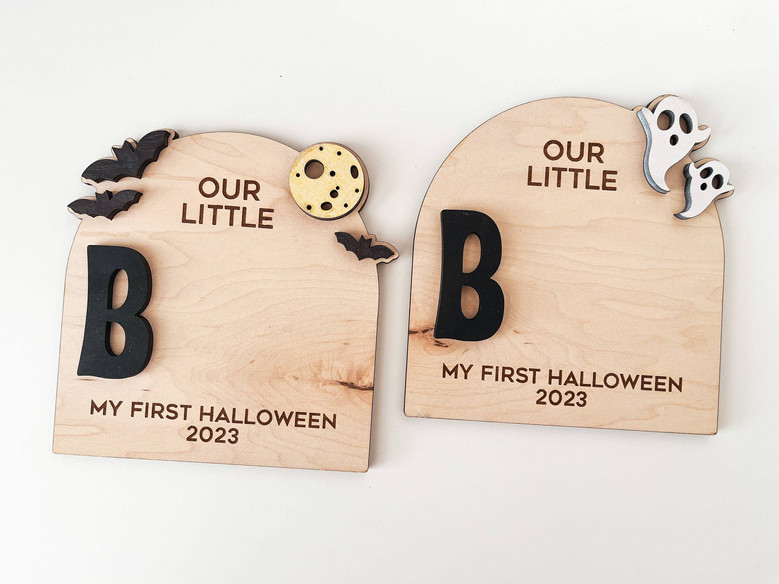 2024 Personalized Baby's First Halloween Ghost Wood Sign For Nursery DéCor