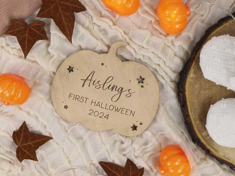 Personalized Baby's First Halloween Wooden Sign – Keepsake Pumpkin DéCor For Nursery Or Social Media Props