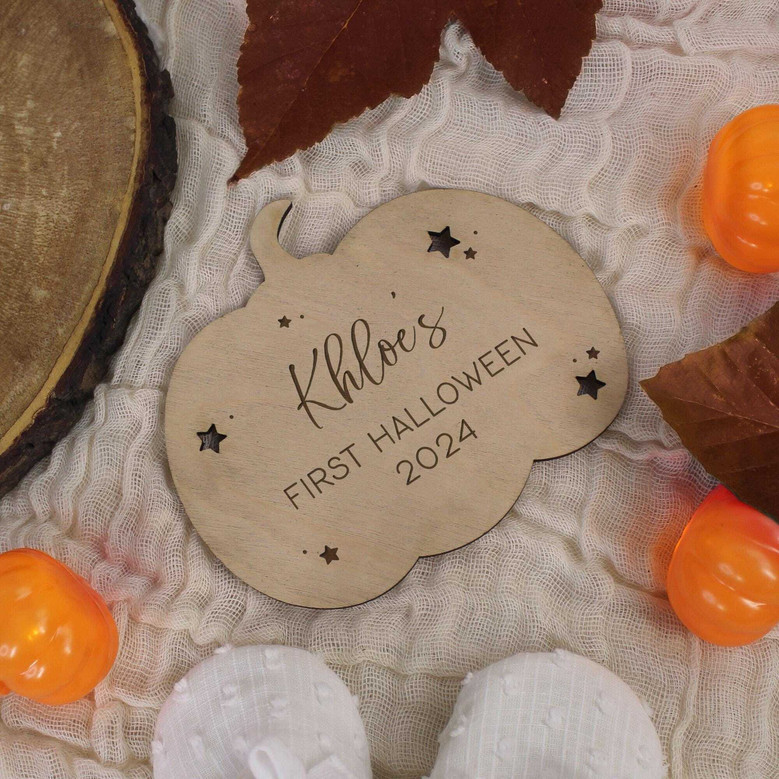 Personalized Baby's First Halloween Wooden Sign – Keepsake Pumpkin DéCor For Nursery Or Social Media Props