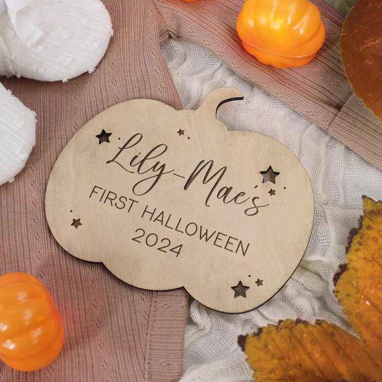 Personalized Baby's First Halloween Wooden Sign – Keepsake Pumpkin DéCor For Nursery Or Social Media Props