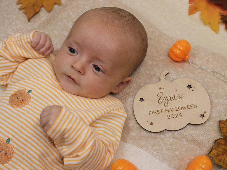 Personalized Baby's First Halloween Wooden Sign – Keepsake Pumpkin DéCor For Nursery Or Social Media Props