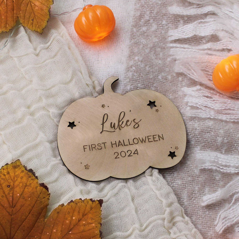 Personalized Baby's First Halloween Wooden Sign – Keepsake Pumpkin DéCor For Nursery Or Social Media Props