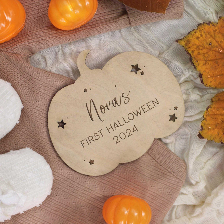 Personalized Baby's First Halloween Wooden Sign – Keepsake Pumpkin DéCor For Nursery Or Social Media Props