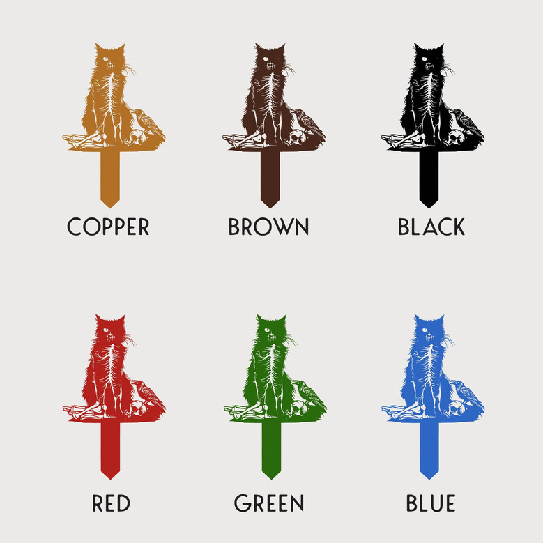 Spooky Black Cat Metal Sign For Halloween Outdoor Decor - Garden Art Stake