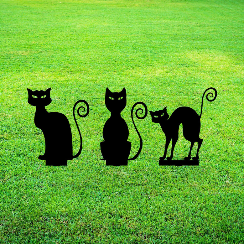 Spooky Black Cat Metal Sign Outdoor Decor For Halloween Garden Art