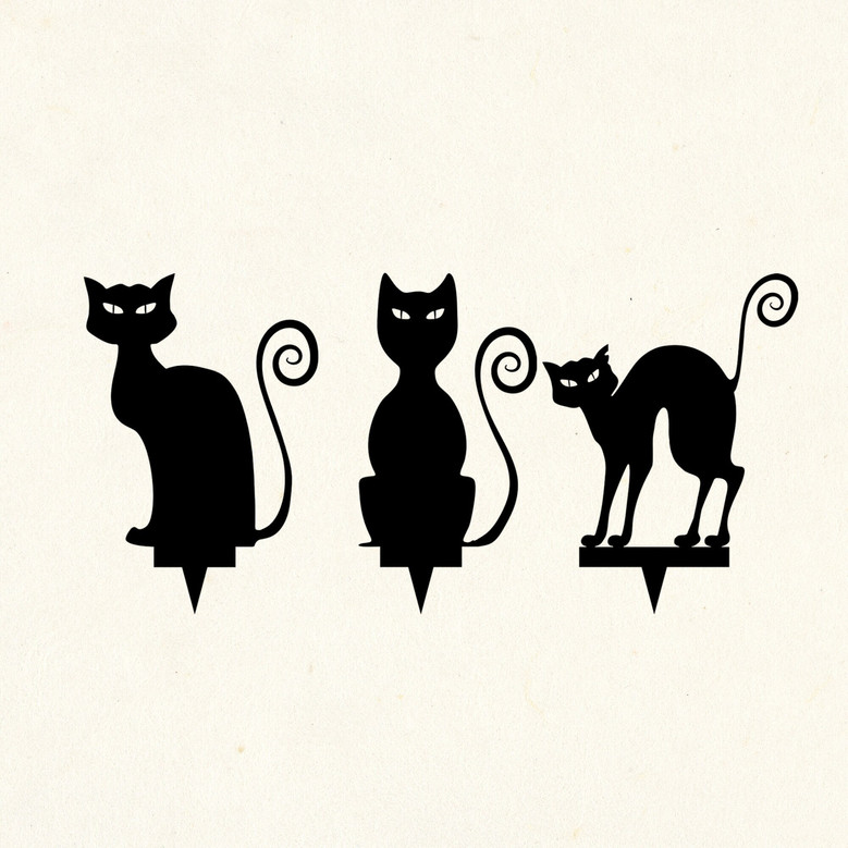 Spooky Black Cat Metal Sign Outdoor Decor For Halloween Garden Art