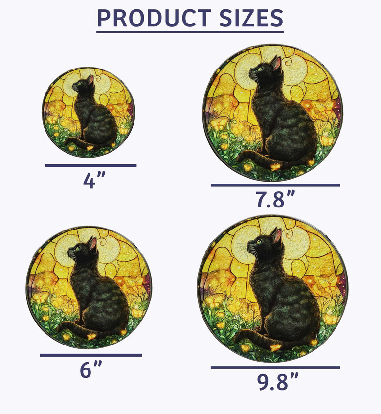Gothic Black Cat Suncatcher With Butterflies For Halloween - Memorial Ornament For Cat Lovers