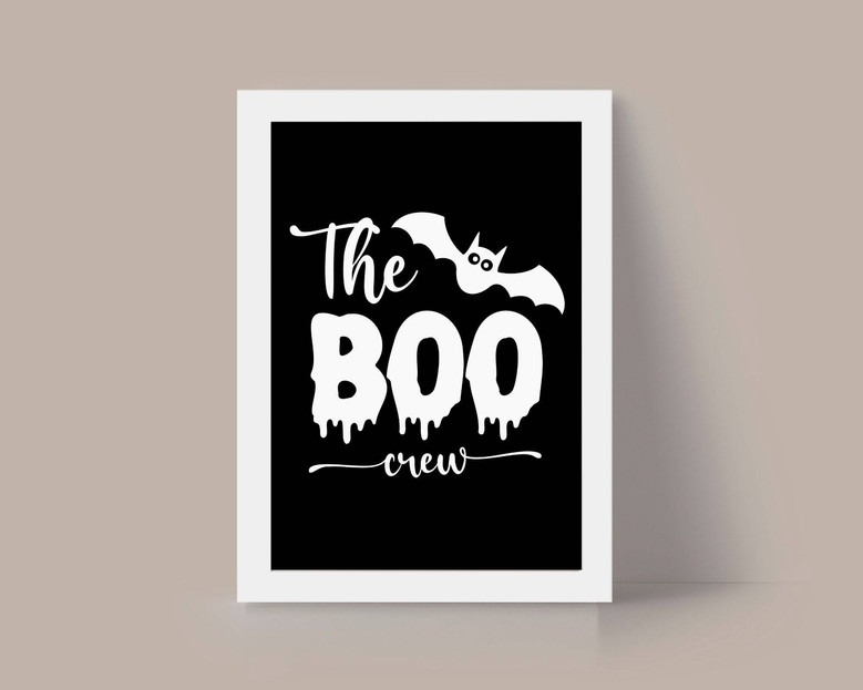 Spooky Cute Halloween Boo Crew Canvas Print - Black And White Wall Art For Halloween DéCor