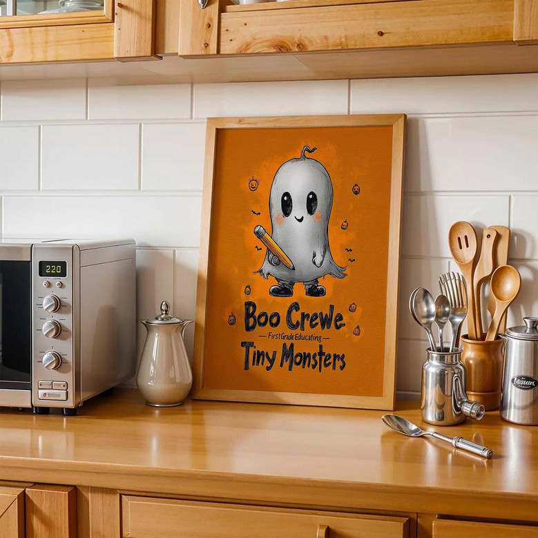 Funny Boo Crew Ghost Canvas Wall Art For First Grade Halloween Classroom Decor