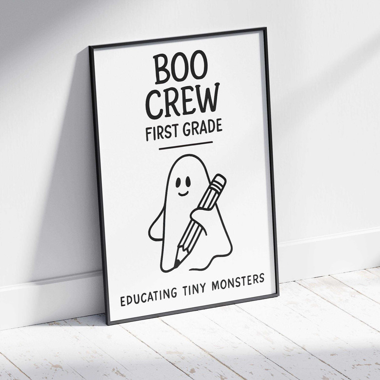 Boo Crew Ghost School Canvas For First Grade - Halloween Classroom Wall Art For Teachers
