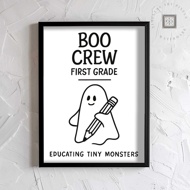 Boo Crew Ghost School Canvas For First Grade - Halloween Classroom Wall Art For Teachers