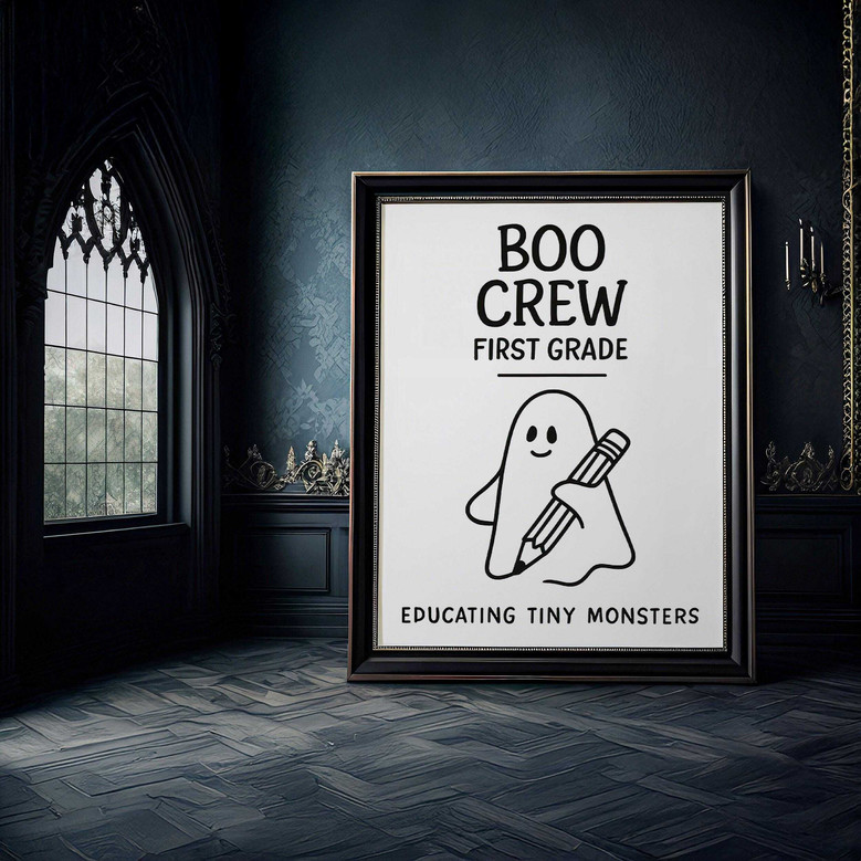 Boo Crew Ghost School Canvas For First Grade - Halloween Classroom Wall Art For Teachers