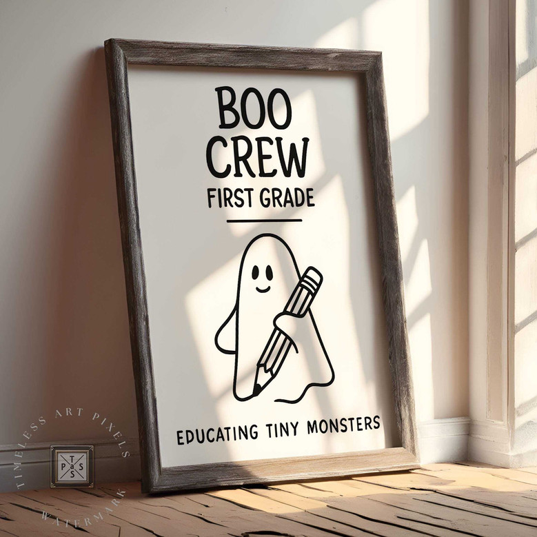 Boo Crew Ghost School Canvas For First Grade - Halloween Classroom Wall Art For Teachers