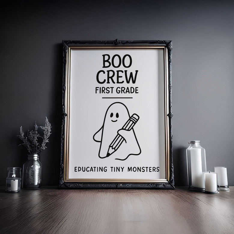 Boo Crew Ghost School Canvas For First Grade - Halloween Classroom Wall Art For Teachers