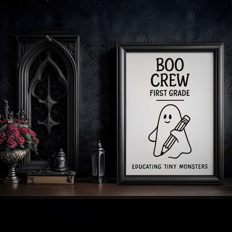 Boo Crew Ghost School Canvas For First Grade - Halloween Classroom Wall Art For Teachers