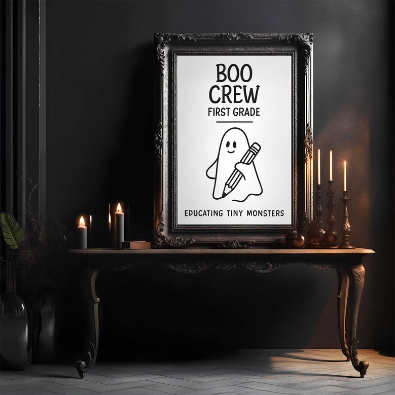 Boo Crew Ghost School Canvas For First Grade - Halloween Classroom Wall Art For Teachers