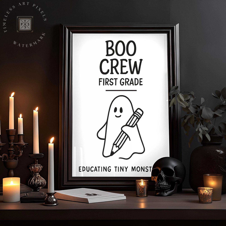 Boo Crew Ghost School Canvas For First Grade - Halloween Classroom Wall Art For Teachers