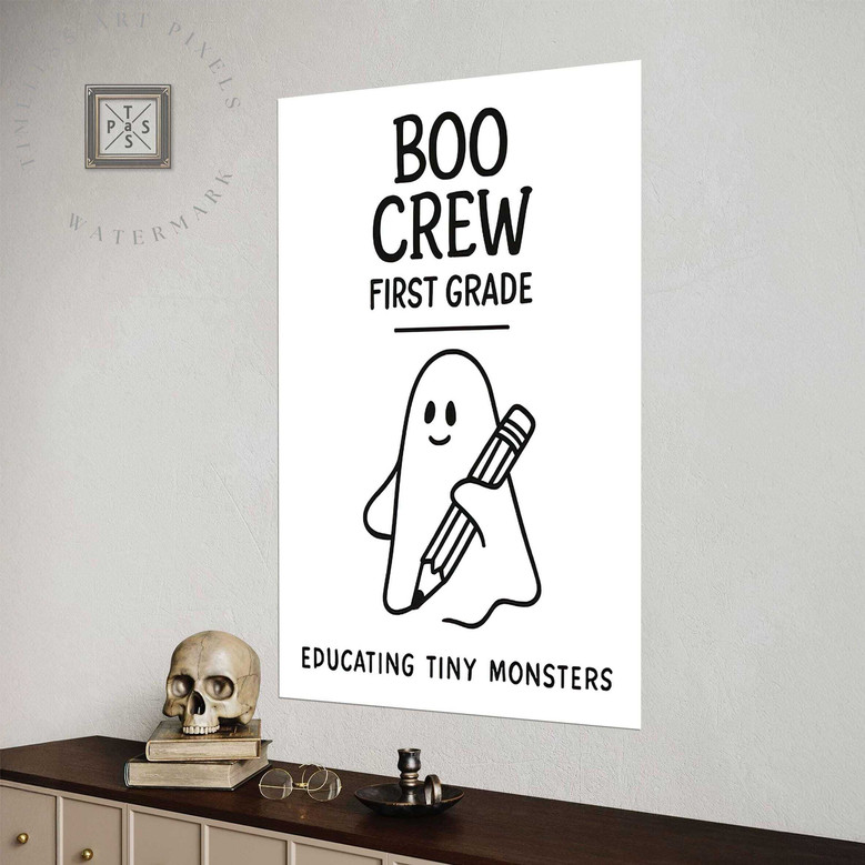 Boo Crew Ghost School Canvas For First Grade - Halloween Classroom Wall Art For Teachers