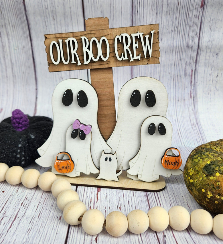 Boo Crew Ghost Halloween Family Decor Sign - Customizable For Spooky Season