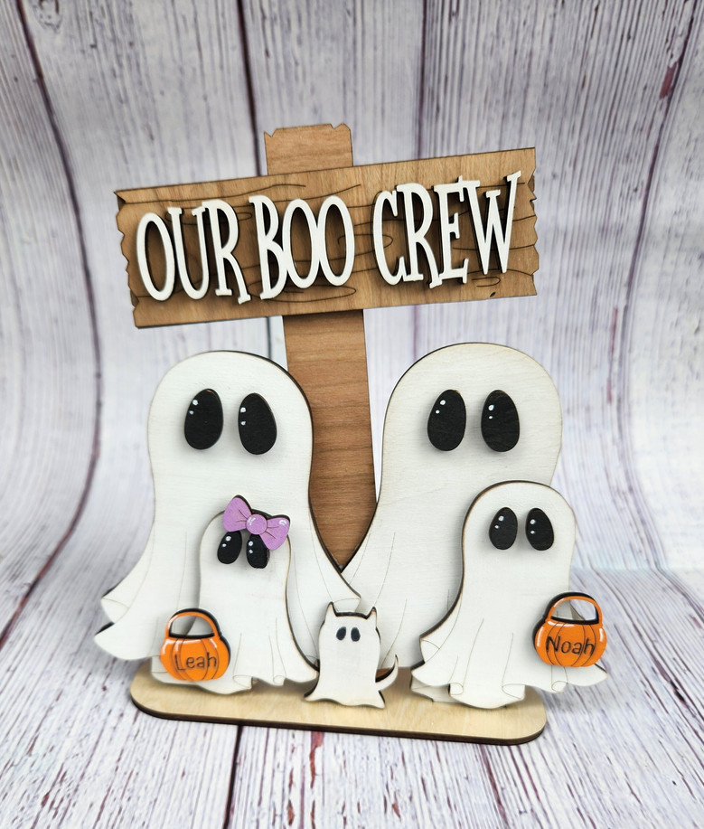 Boo Crew Ghost Halloween Family Decor Sign - Customizable For Spooky Season