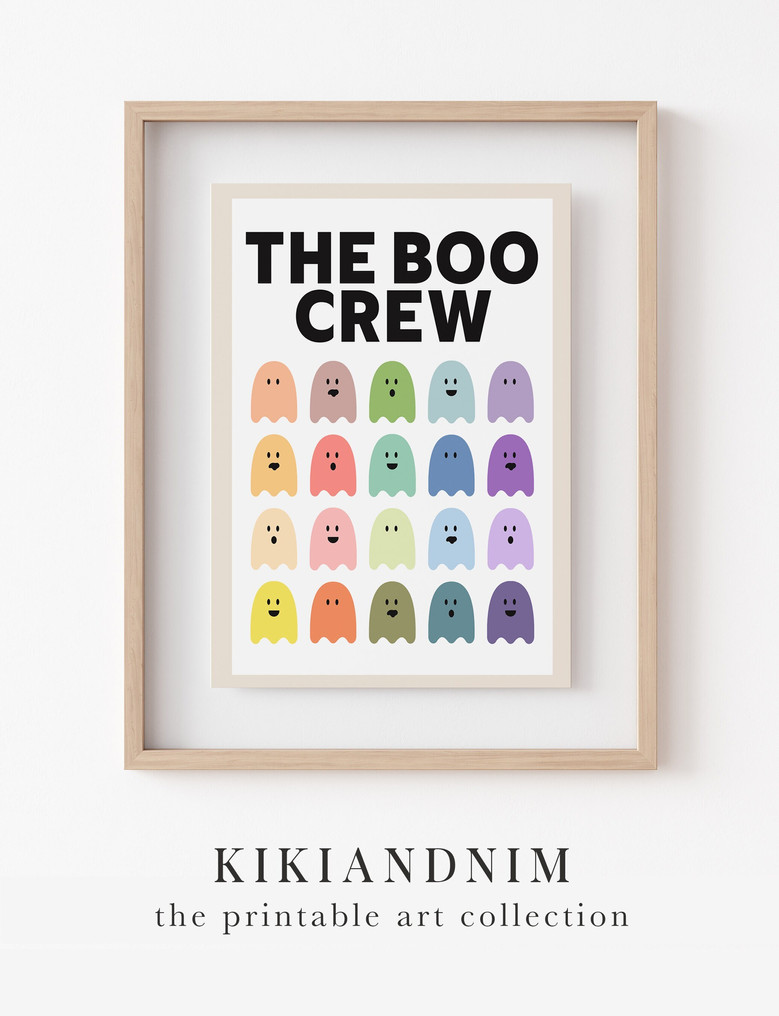 Trendy Boo Crew Ghost Wood Sign - Cute Retro Halloween Wall Art For Indoor Decoration