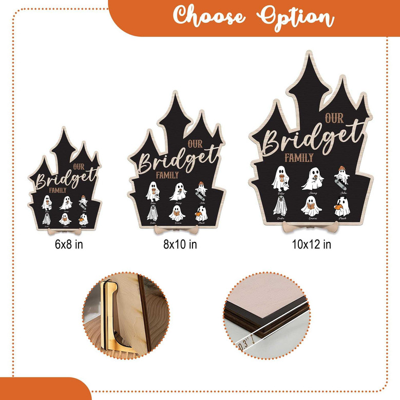 Personalized Ghost Family Wood Plaque For Halloween - Custom Name Sign For Spooky Season