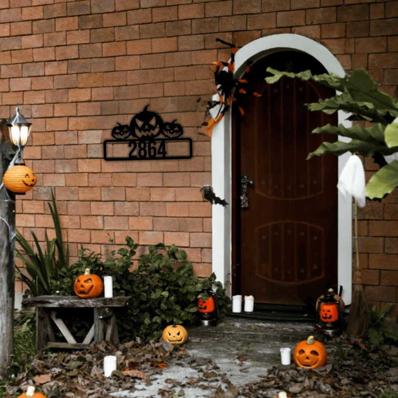 Personalized Halloween Address Plaque Metal Sign For Porch DéCor - Spooky Outdoor Halloween Theme