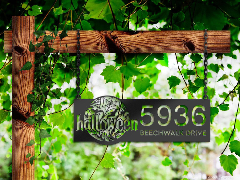 Personalized Halloween Address Metal Sign For Outdoor Yard DéCor