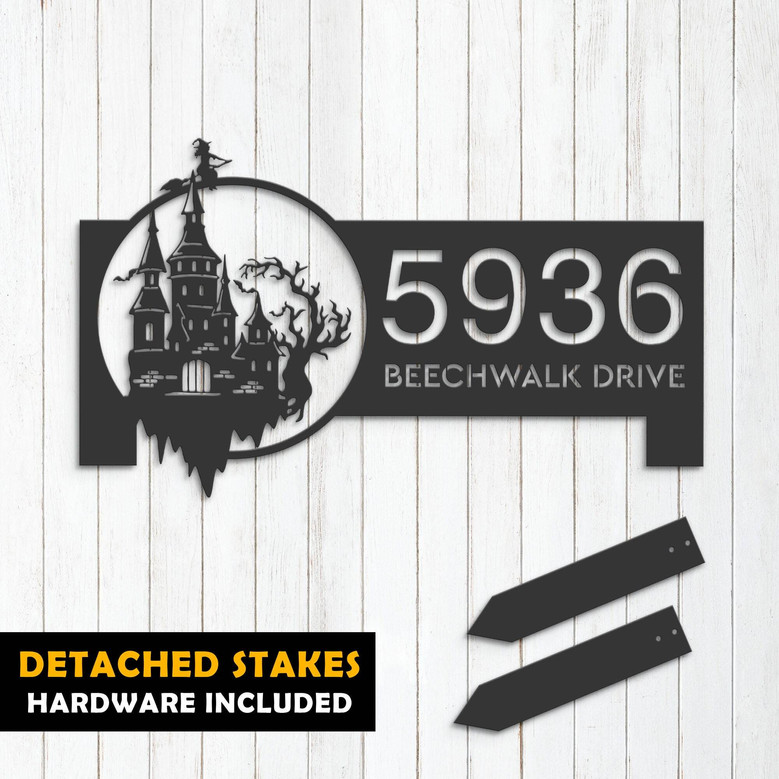 Personalized Halloween Metal Address Sign With Witch Design For Outdoor DéCor