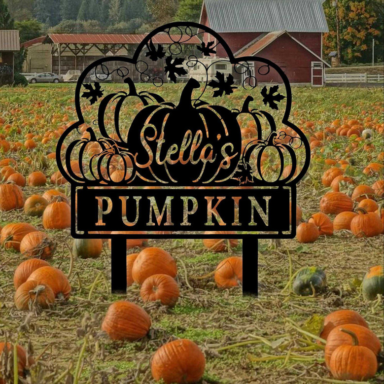 Personalized Pumpkin Patch Metal Yard Sign For Autumn Harvest In Garden Decor