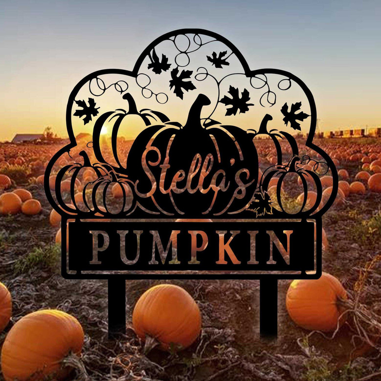 Personalized Pumpkin Patch Metal Yard Sign For Autumn Harvest In Garden Decor