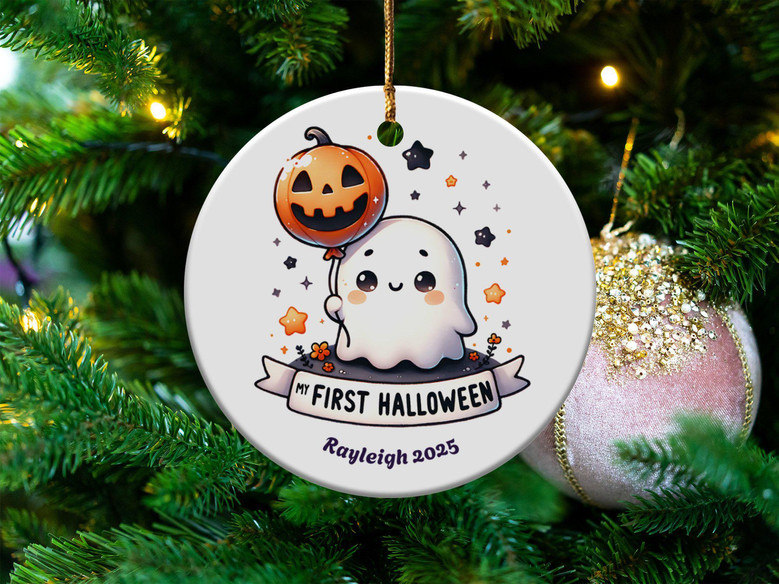 Personalized Baby's First Halloween Ghost Ornament - Cute Keepsake For Newborns