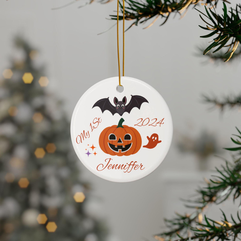 Personalized First Halloween 2024 3-Inch Ornament - Custom Name For Baby's First Holiday Keepsake