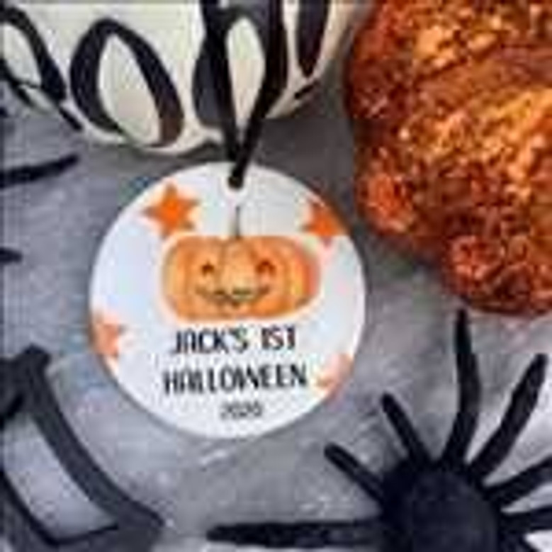Ceramic First Halloween Pumpkin Ornament Keepsake - Personalized Gift For Baby's First Halloween DéCor