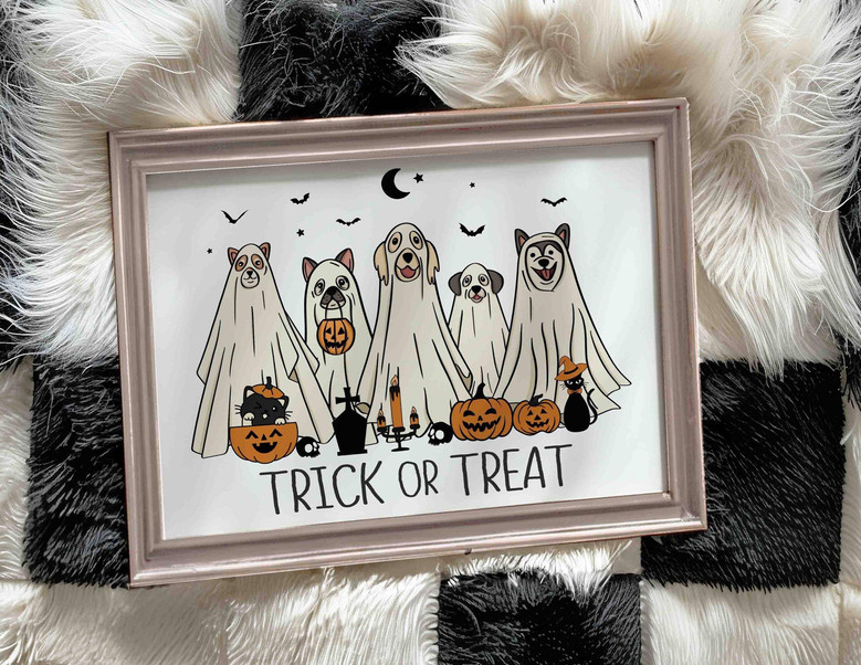 Trendy Ghost Dog Canvas For Fall - Funny Halloween Puppy Decor For Apartments