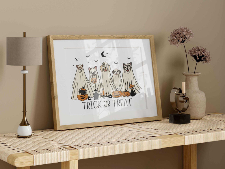 Trendy Ghost Dog Canvas For Fall - Funny Halloween Puppy Decor For Apartments