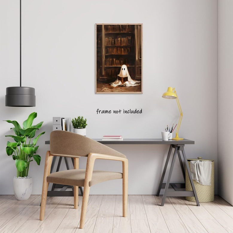 Vintage Ghost Halloween Canvas For Living Room - Spooky Dark Academia Art Decor