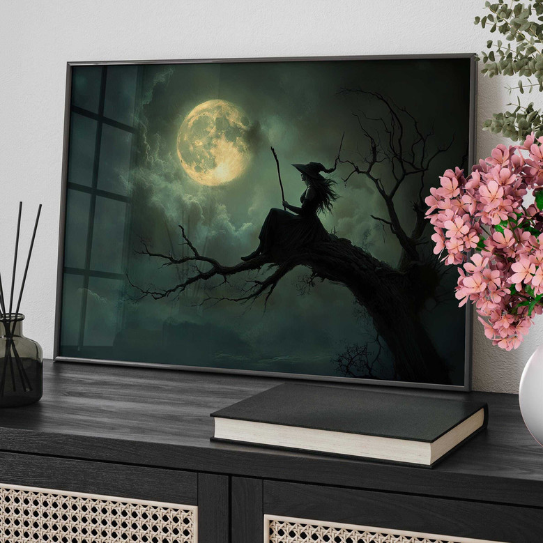 Dark Cottagecore Moon Halloween Canvas - Mystical Wall Art For Spooky Decor