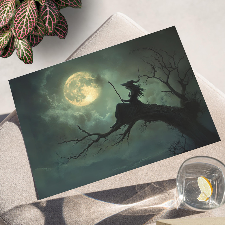 Dark Cottagecore Moon Halloween Canvas - Mystical Wall Art For Spooky Decor