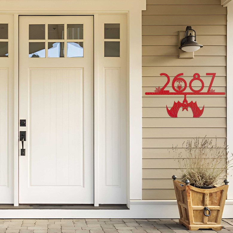 Personalized Halloween Address Metal Sign - Fall Decor Gift For Entryway And Front Door