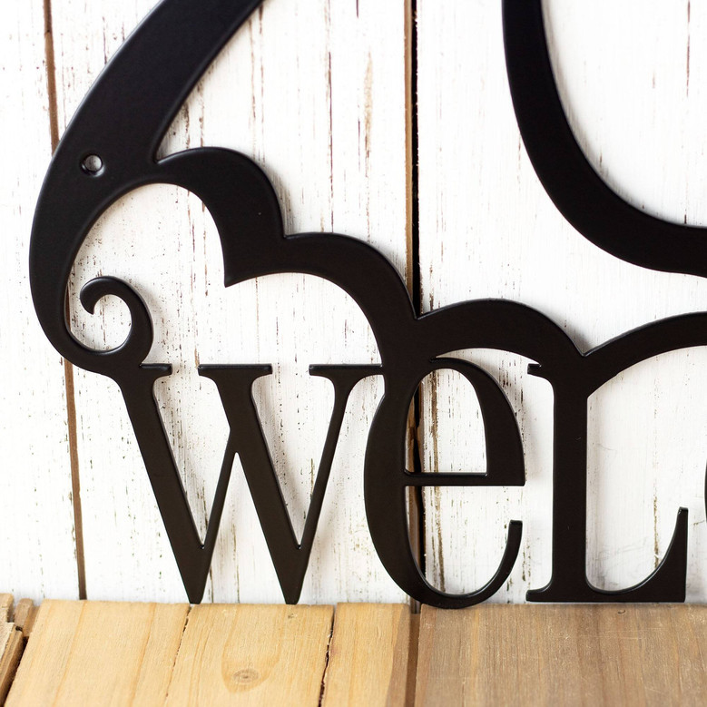 Personalized Halloween Bat Welcome Outdoor Metal Sign - Perfect For Spooky Wall Decor