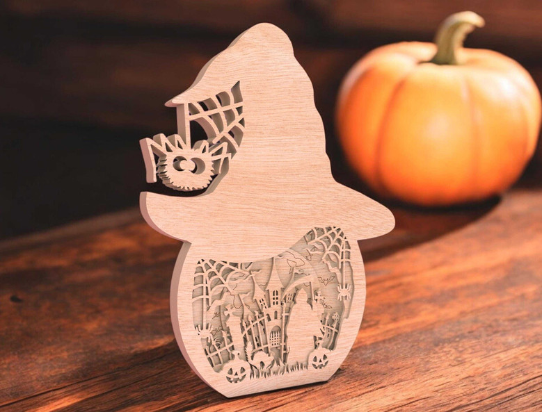 Spooky Halloween Witches Wooden Sign - Haunted House Decor For Shelf Display
