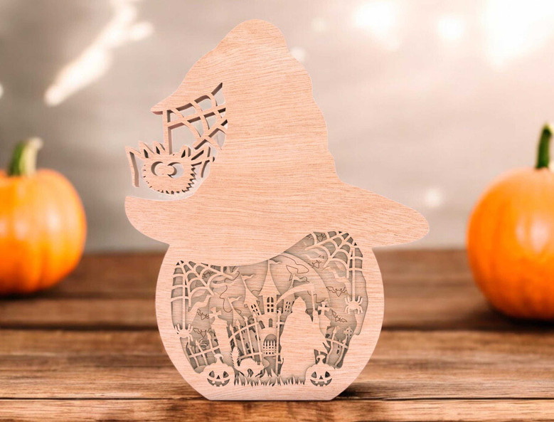 Spooky Halloween Witches Wooden Sign - Haunted House Decor For Shelf Display