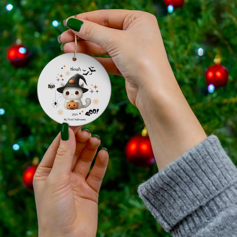 Cute Baby's First Halloween Ornament - Custom Gift For Newborn - Personalized Keepsake For Halloween Decoration