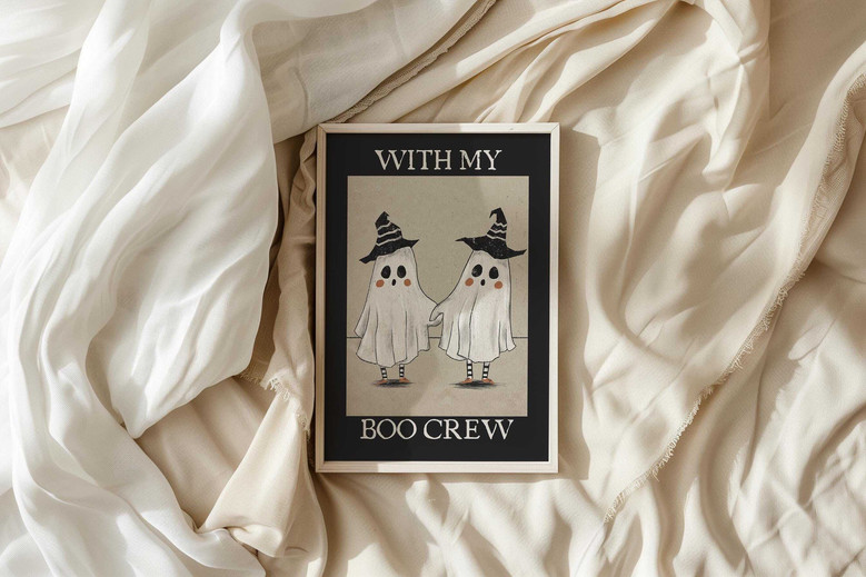 Cute Boo Crew Canvas For Halloween Vintage Decor - Customizable Spooky Ghost Art For Your Home